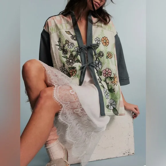 We The Free Pressed In Flowers Kimono, SMALL NWT (oversized) - Picture 3 of 9